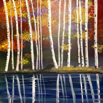 Картина под названием "Birch Trees" - Aisha Haider, Подлинное произведение искусства, Акрил