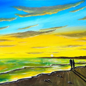 Painting titled "our sunset beach wa…" by Aisha Haider, Original Artwork, Acrylic