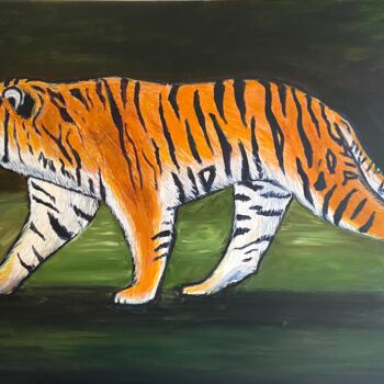 Schilderij getiteld "Magnificent Tiger" door Aisha Haider, Origineel Kunstwerk, Acryl