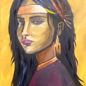 Painting titled "Tribal Princess" by Aisha Haider, Original Artwork, Acrylic