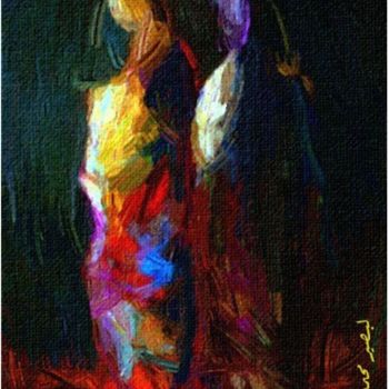 Pittura intitolato "couple-clair-de-lun…" da Mohamed Toufik Lebcir, Opera d'arte originale
