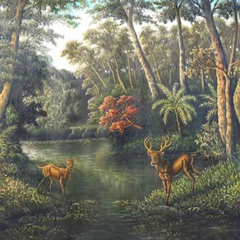 Painting titled "In the Forest" by Ahmad Ahid, Original Artwork, Oil
