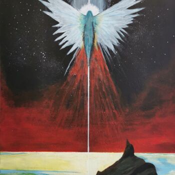 Painting titled "L'apparition" by Ahmad Bader, Original Artwork, Acrylic Mounted on Wood Stretcher frame