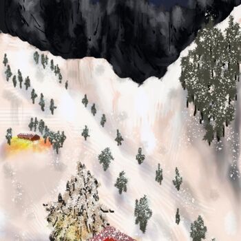 Digital Arts με τίτλο "Lights of a winter…" από Ahmed Alozade, Αυθεντικά έργα τέχνης, Ψηφιακή ζωγραφική