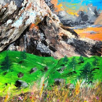 Peinture intitulée "Above the peaks, th…" par Ahmed Alozade, Œuvre d'art originale, Acrylique