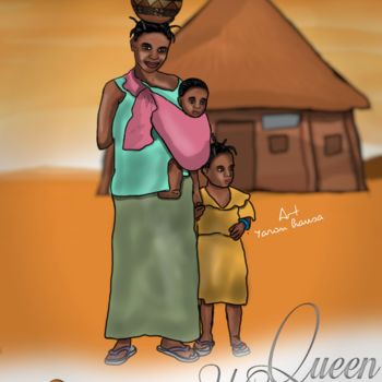 Tekening getiteld "African women" door Ahmed Bambinoo, Origineel Kunstwerk, 2D Digital Work