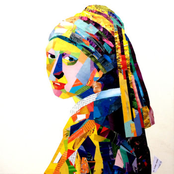 Collages titled "La jeune fille à la…" by Ahmed El, Original Artwork, Collages