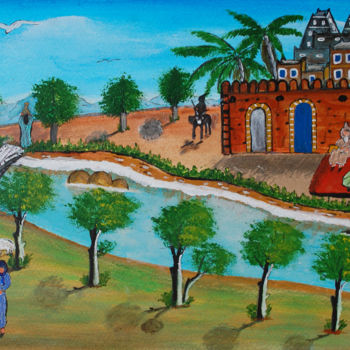 Peinture intitulée "kasbah riveraine.jpg" par Ahmed Fertat, Œuvre d'art originale, Acrylique