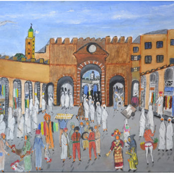 Schilderij getiteld "bab-doukkala essaou…" door Ahmed Fertat, Origineel Kunstwerk, Olie