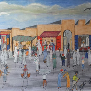 「je-fais-mon-marche.…」というタイトルの絵画 Ahmed Fertatによって, オリジナルのアートワーク, オイル