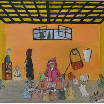 「école-primaire.jpg」というタイトルの絵画 Ahmed Fertatによって, オリジナルのアートワーク, オイル