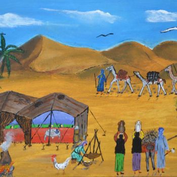 Pintura titulada "chez les hommes ble…" por Ahmed Fertat, Obra de arte original, Oleo
