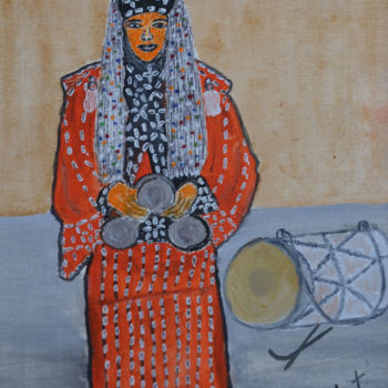 Malerei mit dem Titel "le gnawi en habit d…" von Ahmed Fertat, Original-Kunstwerk, Öl