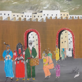Pintura titulada "la-parade-des-gnawi…" por Ahmed Fertat, Obra de arte original, Oleo