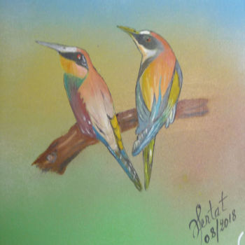 Peinture intitulée "oiseaux-belles-crea…" par Ahmed Fertat, Œuvre d'art originale, Huile