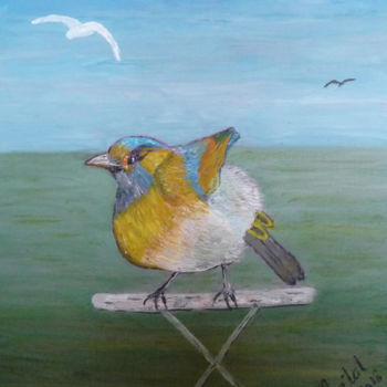 Painting titled "pichou-bel-oiseau.j…" by Ahmed Fertat, Original Artwork, Oil