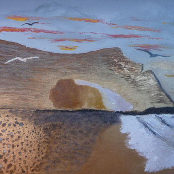 Peinture intitulée "plage-lagzira-au-cr…" par Ahmed Fertat, Œuvre d'art originale, Huile