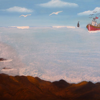 Pittura intitolato "la-falaise.jpg" da Ahmed Fertat, Opera d'arte originale, Olio