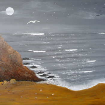 Pintura intitulada "pleine-lune.jpg" por Ahmed Fertat, Obras de arte originais, Óleo