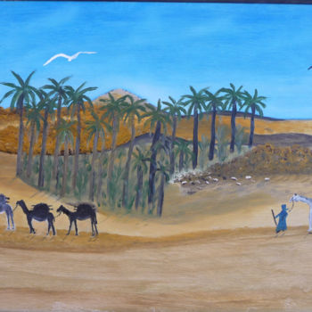 Pittura intitolato "la-caravane.jpg" da Ahmed Fertat, Opera d'arte originale, Olio
