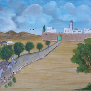 Pintura intitulada "la-kasbah.jpg" por Ahmed Fertat, Obras de arte originais, Óleo