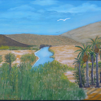 Pintura intitulada "oasis.jpg" por Ahmed Fertat, Obras de arte originais, Óleo