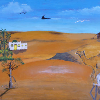 Painting titled "le-desert.jpg" by Ahmed Fertat, Original Artwork, Oil