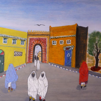 Pittura intitolato "la-medina.jpg" da Ahmed Fertat, Opera d'arte originale, Olio