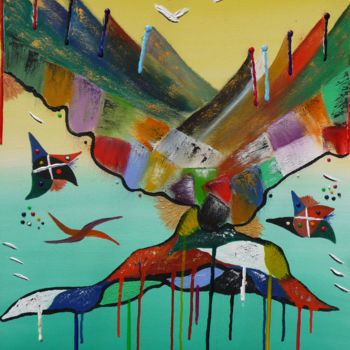 Pittura intitolato "abstract-16.jpg" da Ahmed Fertat, Opera d'arte originale, Olio