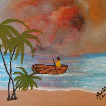 Картина под названием "nuages volcaniques" - Ahmed Fertat, Подлинное произведение искусства, Акрил
