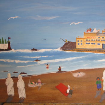 Pittura intitolato "au-bord-de-la-plage…" da Ahmed Fertat, Opera d'arte originale, Acrilico