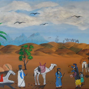 Pintura titulada "hospitalite-sahraou…" por Ahmed Fertat, Obra de arte original, Acrílico
