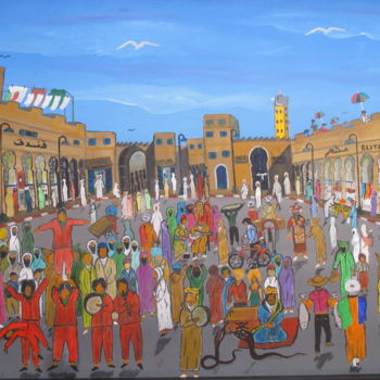 Peinture intitulée "place-animee.jpg" par Ahmed Fertat, Œuvre d'art originale, Autre