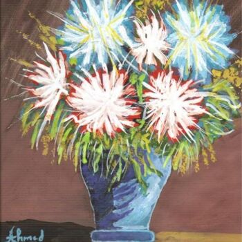 Painting titled "Bouquet...peint à l…" by Ahmed K, Original Artwork