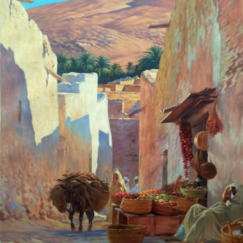 Painting titled "ruelle a bou saada…" by Ahmed Mekkaoui, Original Artwork