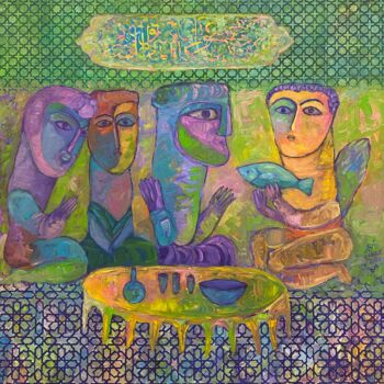 Painting titled "The other dinner" by Ahmed Omar, Original Artwork, Oil