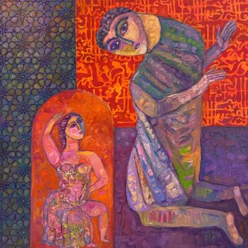 Pittura intitolato "the Saint" da Ahmed Omar, Opera d'arte originale, Olio