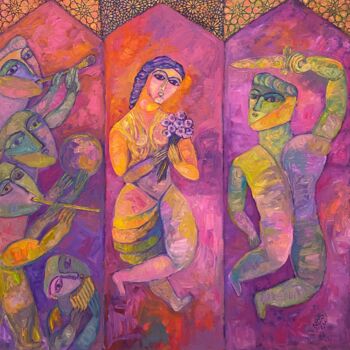 Painting titled "wedding dance" by Ahmed Omar, Original Artwork, Oil