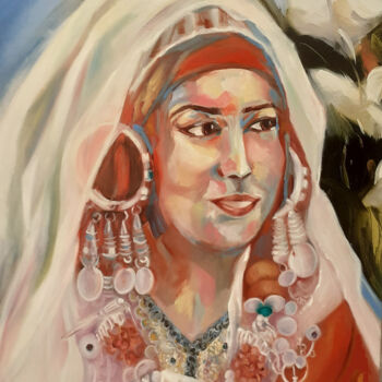 Schilderij getiteld "Mariée Berbère" door Ahmed Zaibi, Origineel Kunstwerk, Olie