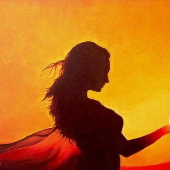 Painting titled "Beautiful Girl in S…" by Ahmed Zohaib, Original Artwork, Acrylic