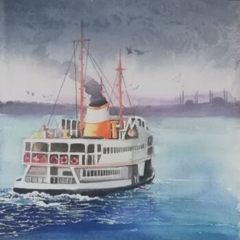 Peinture intitulée "istanbul" par Ahmet Efendi̇, Œuvre d'art originale, Aquarelle