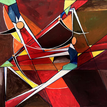 Painting titled "Circus Birds" by Ahmet Mimar, Original Artwork, Acrylic Mounted on Wood Stretcher frame
