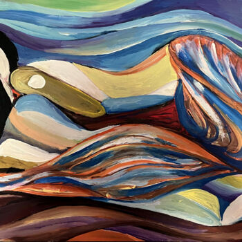 Pintura titulada "SPEECH AT THE BEACH" por Ahmet Mimar, Obra de arte original, Acrílico Montado en Bastidor de camilla de ma…