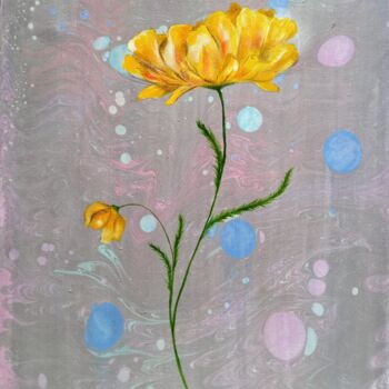 Painting titled "fantastic flower" by Zilia Akhmetova, Original Artwork, Acrylic Mounted on Wood Stretcher frame