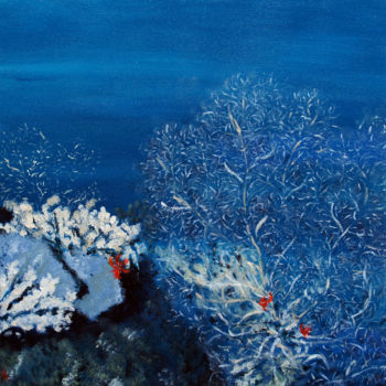 Malerei mit dem Titel "Jardin sous-marin" von Dominique Ah-Thon, Original-Kunstwerk, Acryl