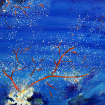 Peinture intitulée "Fleurs océanes" par Dominique Ah-Thon, Œuvre d'art originale, Acrylique