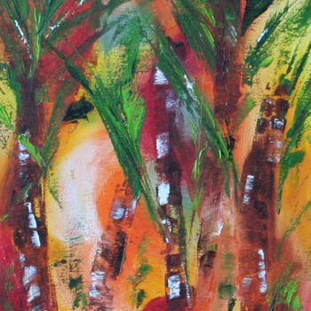 Ζωγραφική με τίτλο "Sous les palmiers" από Dominique Ah-Thon, Αυθεντικά έργα τέχνης, Ακρυλικό