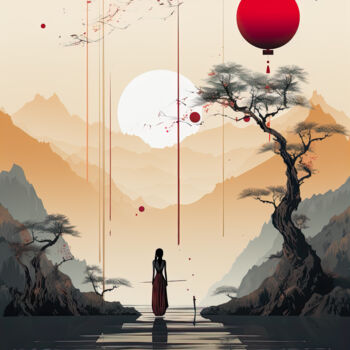 Arts numériques intitulée "Zen Sunrise" par Jérôme Mettling, Œuvre d'art originale, Image générée par l'IA
