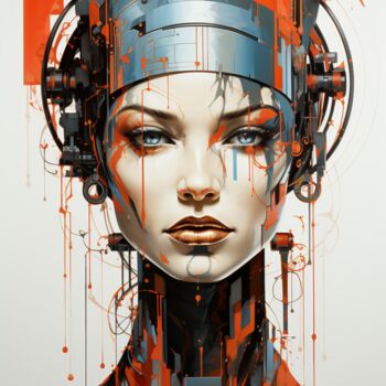 "Cyber Girl Portrait" başlıklı Dijital Sanat Jérôme Mettling tarafından, Orijinal sanat, AI tarafından oluşturulan görüntü