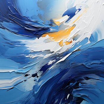 Digital Arts titled "Raging sea at sunri…" by Jérôme Mettling, Original Artwork, Digital Painting